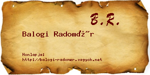 Balogi Radomér névjegykártya